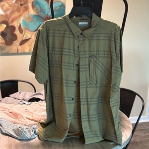 Olive Green Plaid Button-Up Shirt